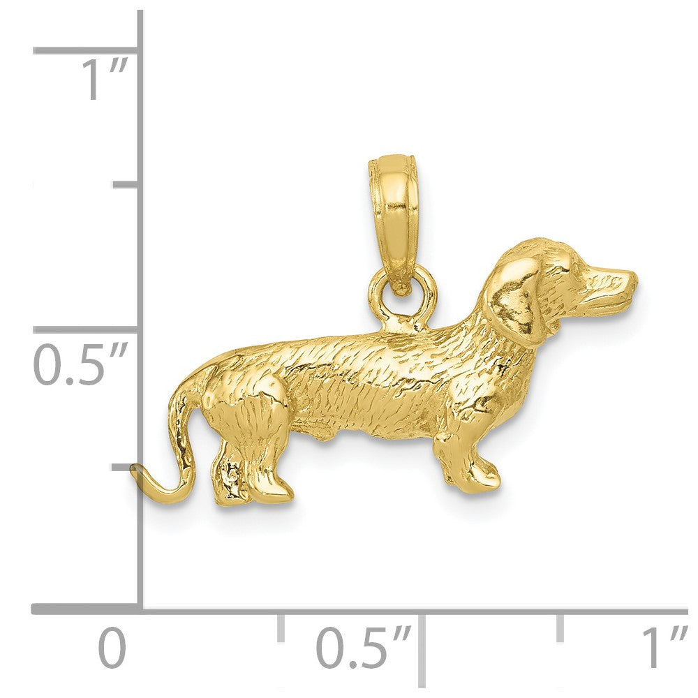 10k Solid Polished 3-Dimensional Wire Haired Dachshund Charm