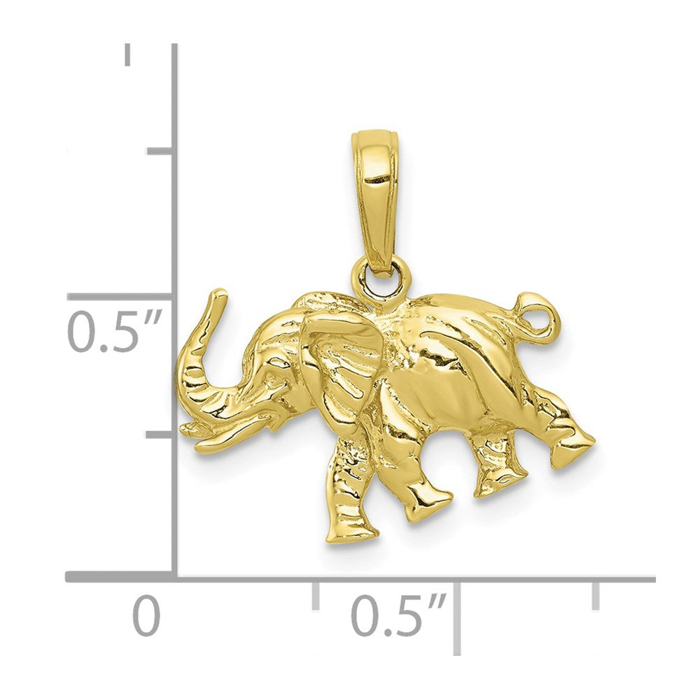 10K Satin 3-D Elephant Pendant