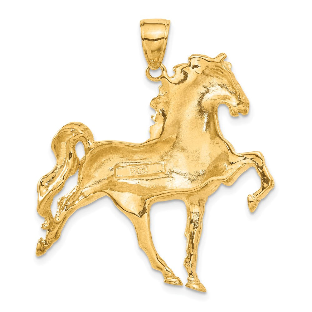 10k Large Solid Polished Open-Backed Horse Pendant