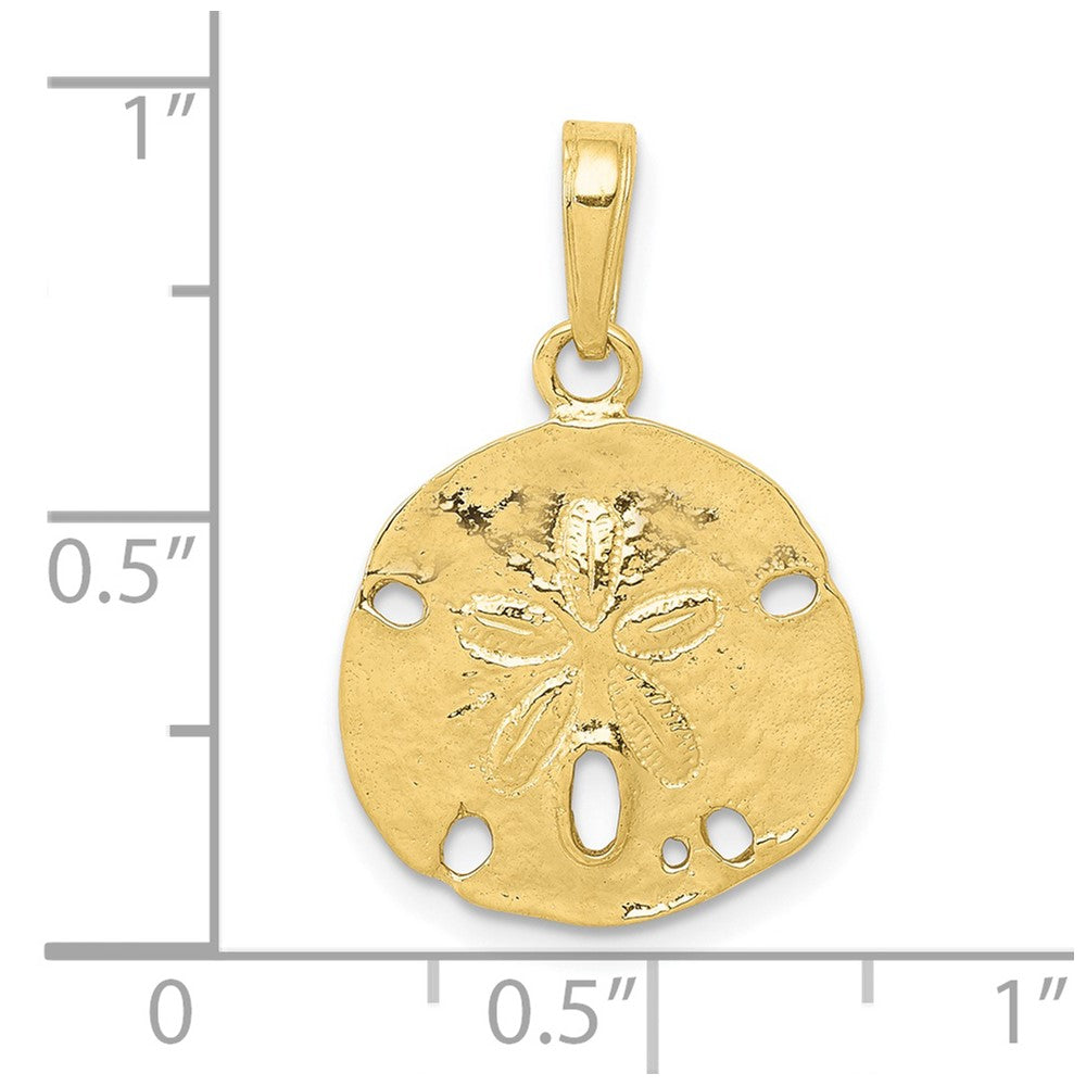 10K Polished Sand Dollar Pendant