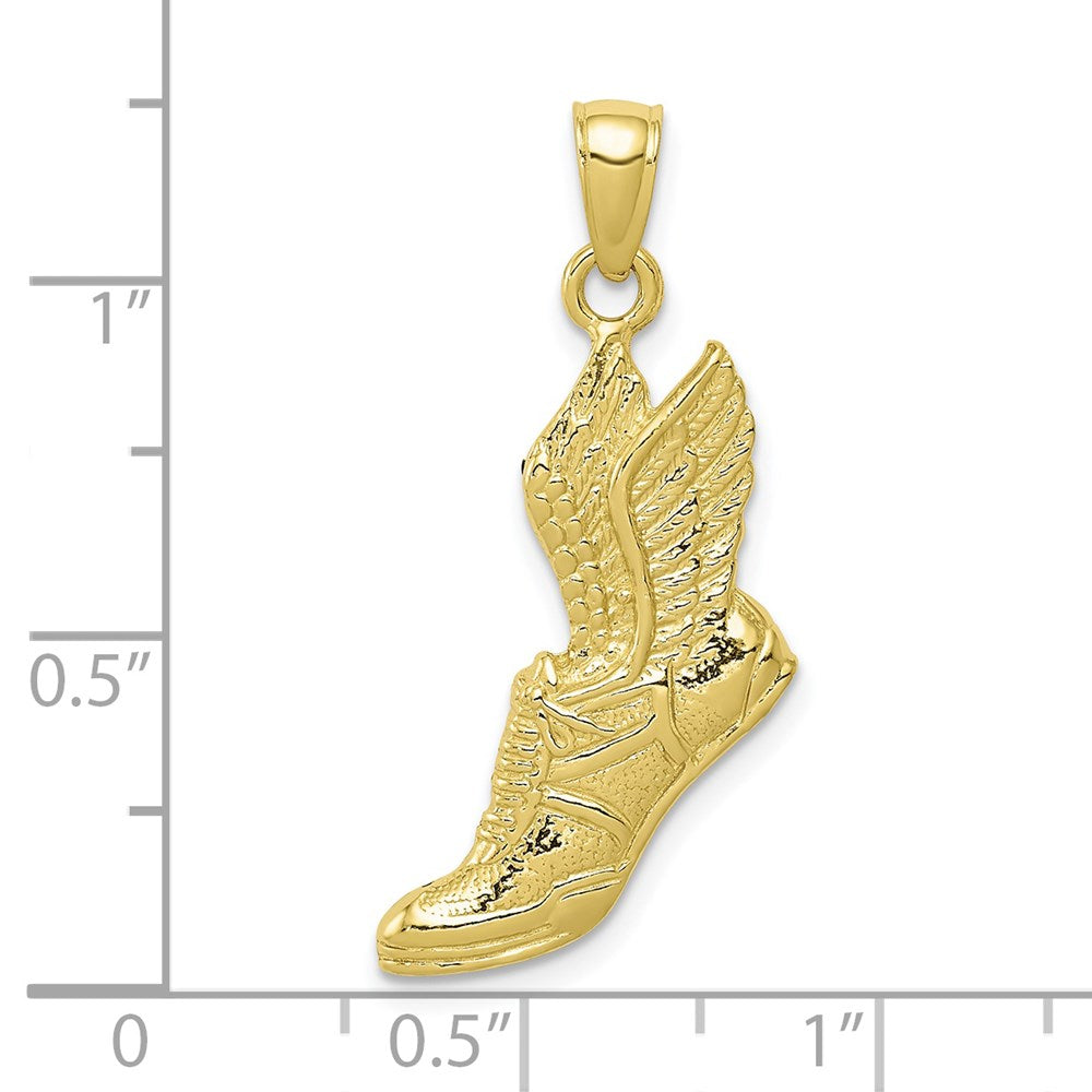 10K Polished Running Shoe with Wings Pendant