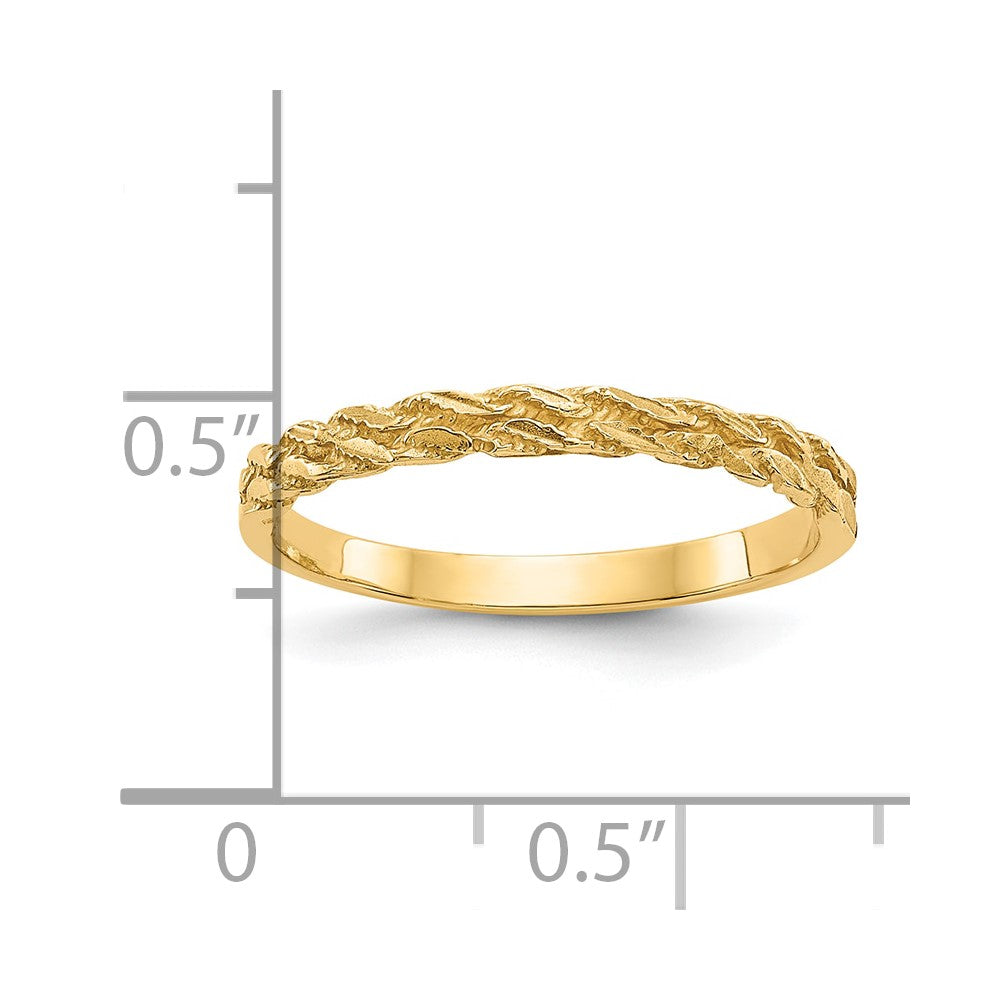 10K Diamond-cut Rope Ring