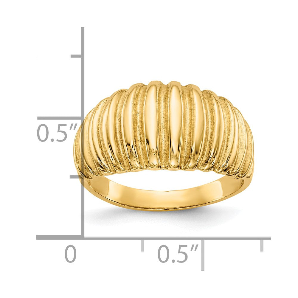 10k High Polished Ribbed Dome Ring