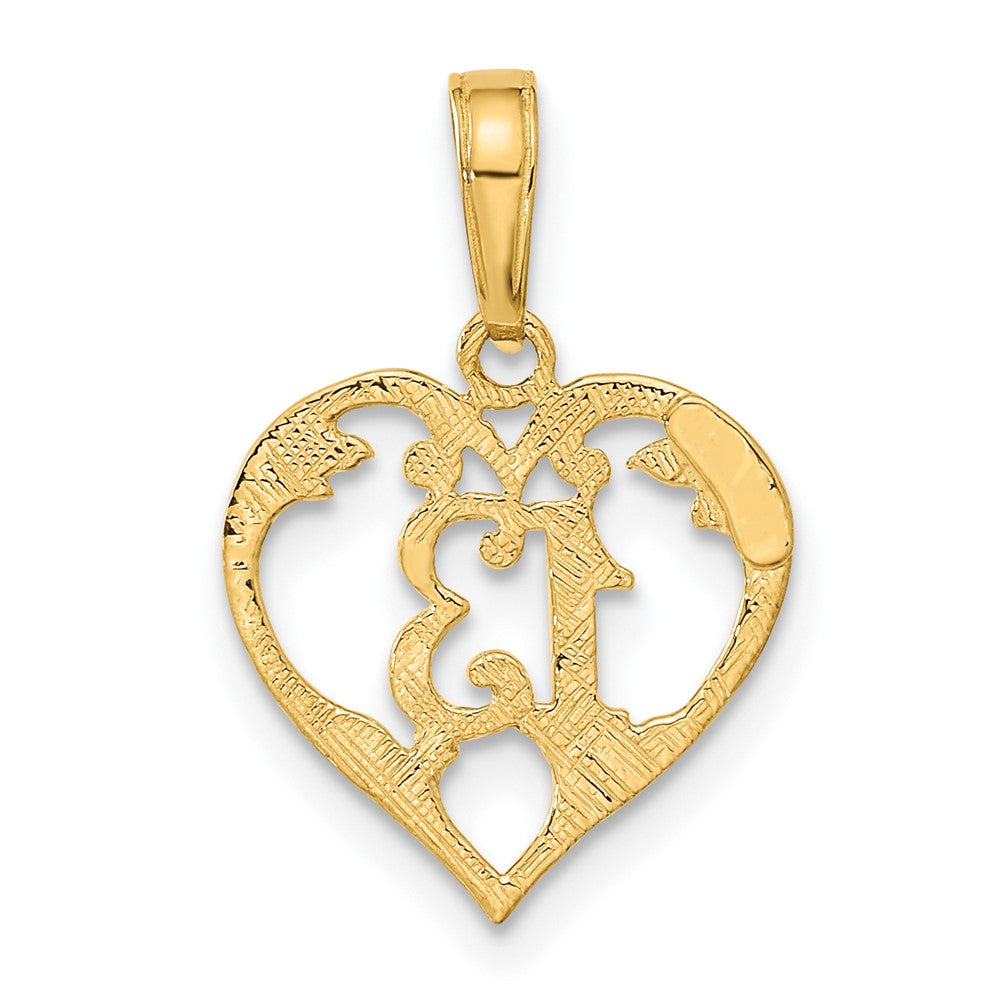 10k 13 in Heart Cut-out Pendant