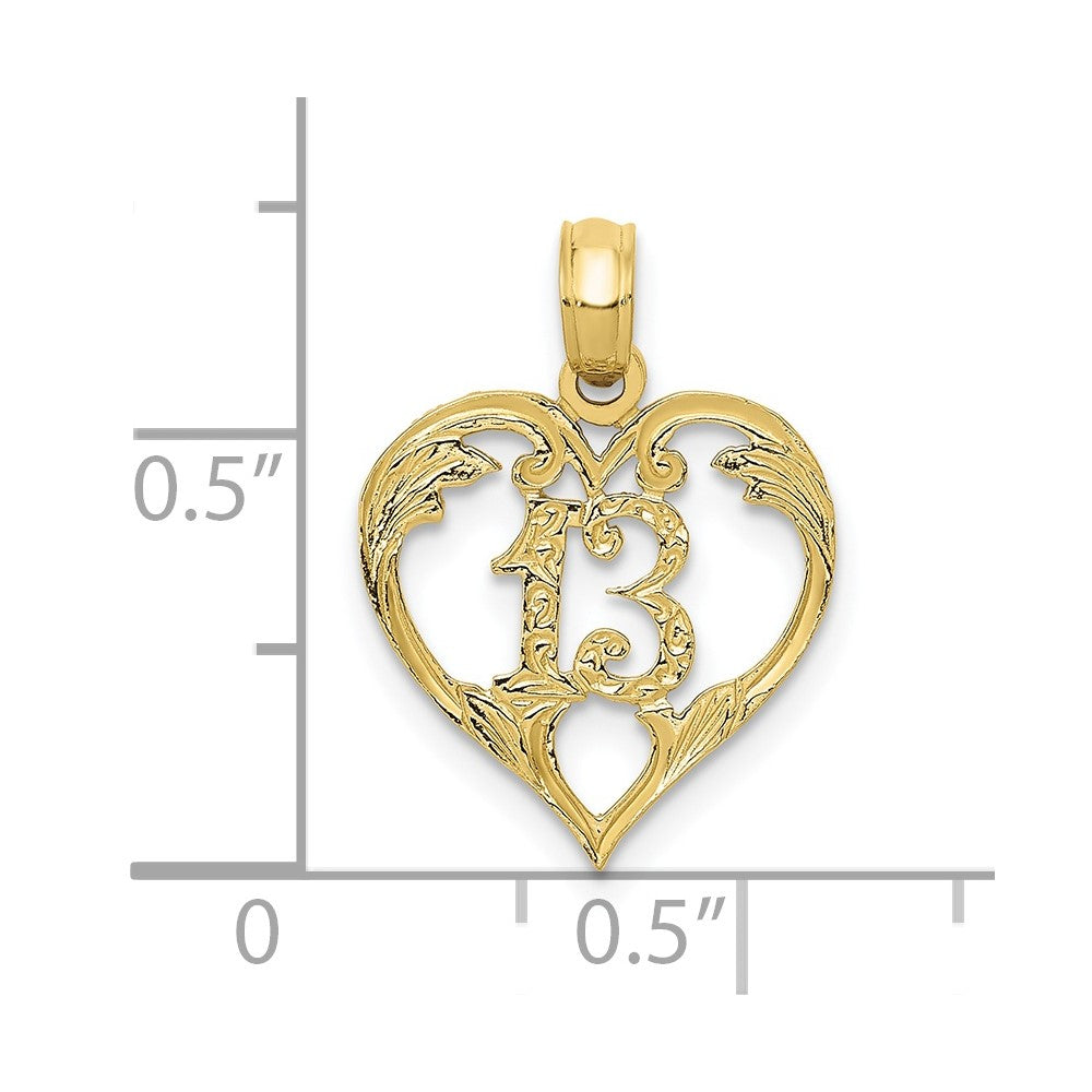 10k 13 in Heart Cut-out Pendant