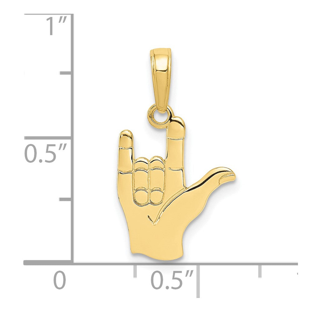 10K I Love You Hand / Sign Language Pendant