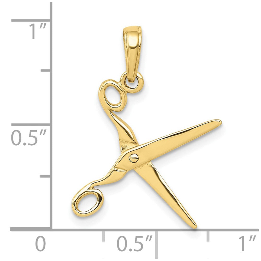 10k 3-D Moveable Scissors Pendant