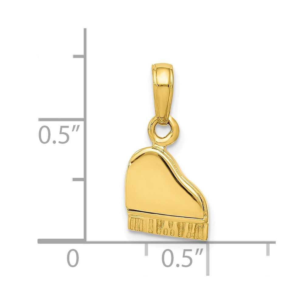 10k 3-D Lid Opens Piano Pendant