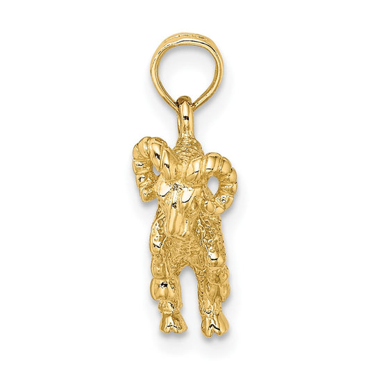 10K 3-D Aries Zodiac Pendant
