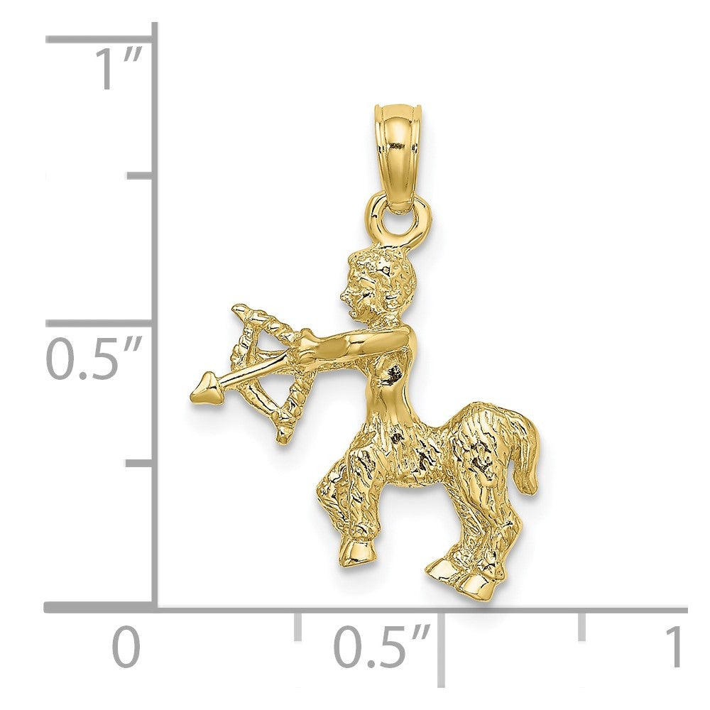 10K 3-D Sagittarius Zodiac Pendant
