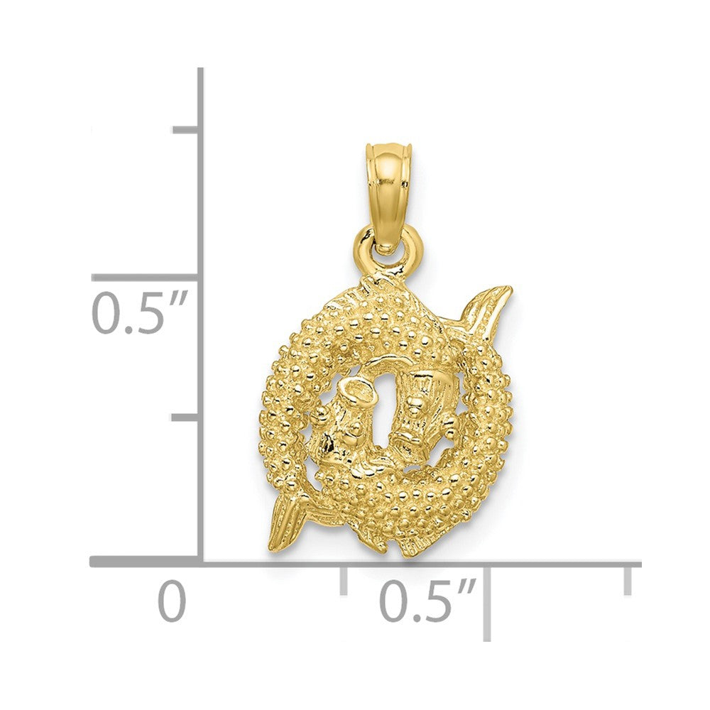 10K 3-D Pisces Zodiac Pendant