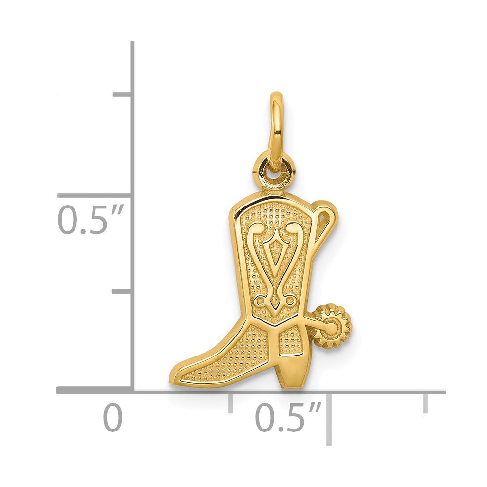 10k Solid Polished Cowboy Boot Charm