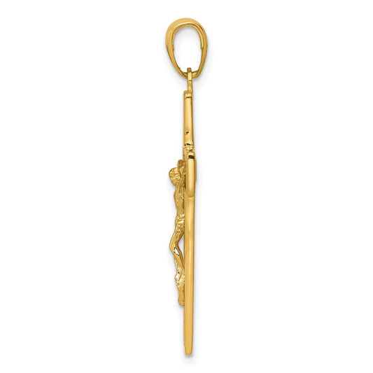 10k Textured Latin Crucifix Pendant
