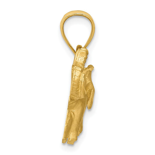 10K Satin Diamond-cut Elephant Pendant