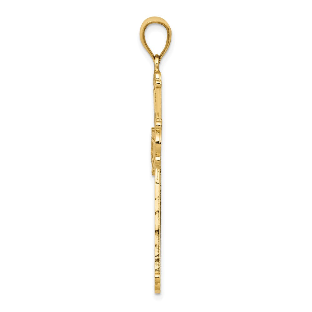 10K Diamond-cut Cross Pendant