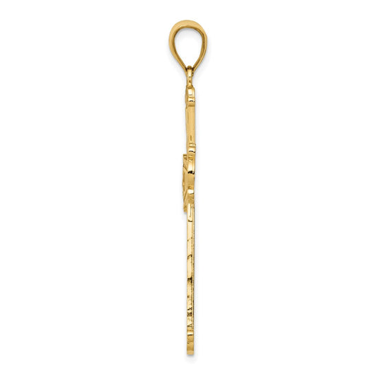 10K Diamond-cut Cross Pendant