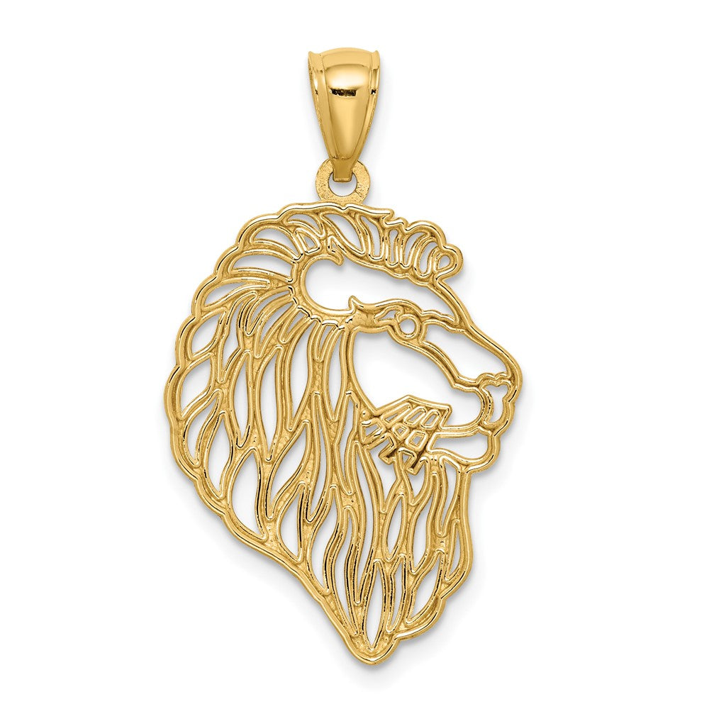 10K Cut-out Diamond-Cut Lion Profile Pendant