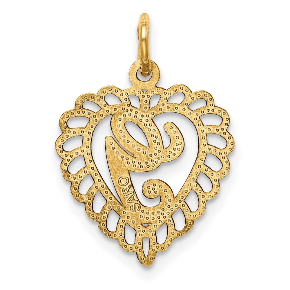 10k Initial G Scalloped Heart Charm