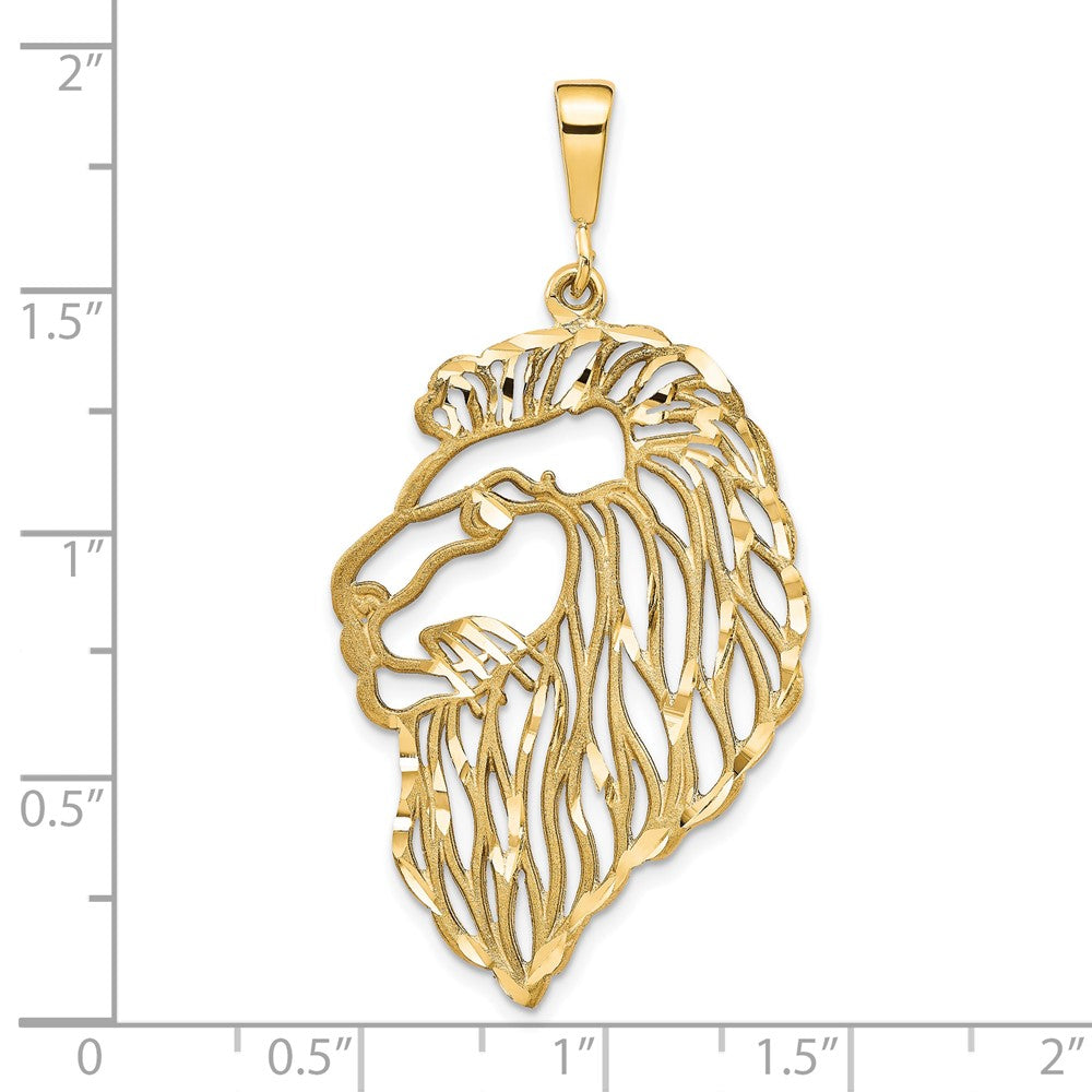10k Solid Diamond-cut Lions Head Charm