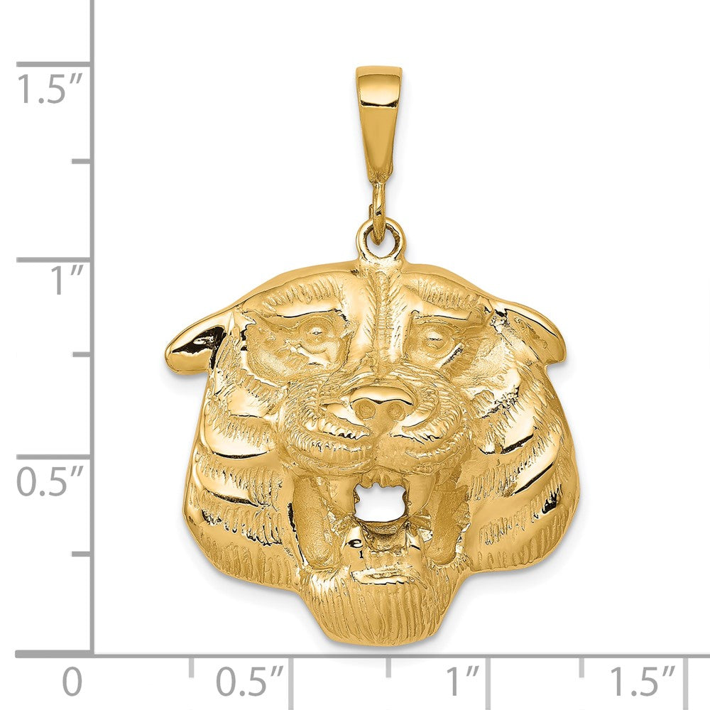 10K Solid Polished Large Tiger Head Charm