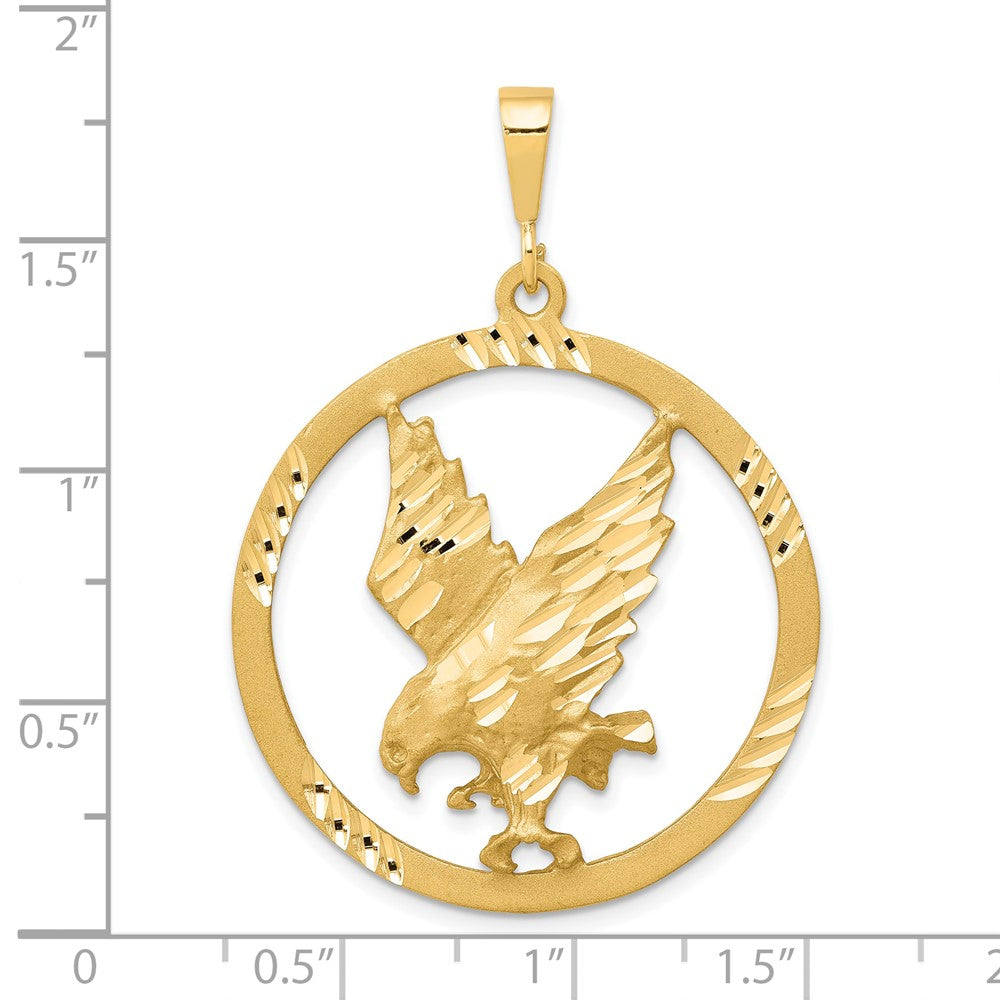 10k Satin Diamond-cut Eagle in Round Frame Charm