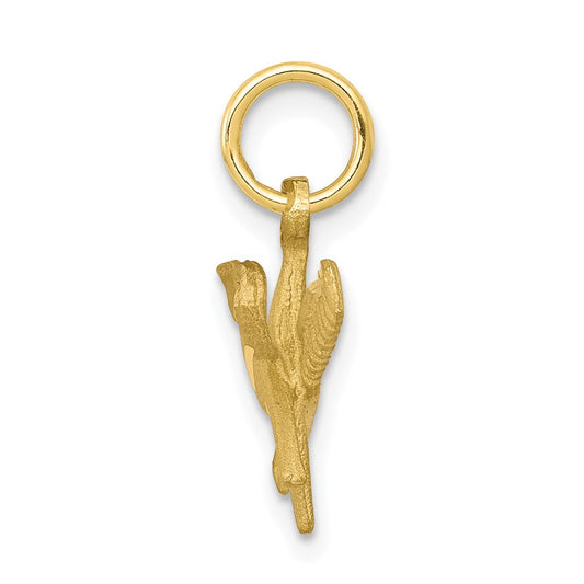 10K Satin Diamond-cut Comb and Scissors Charm