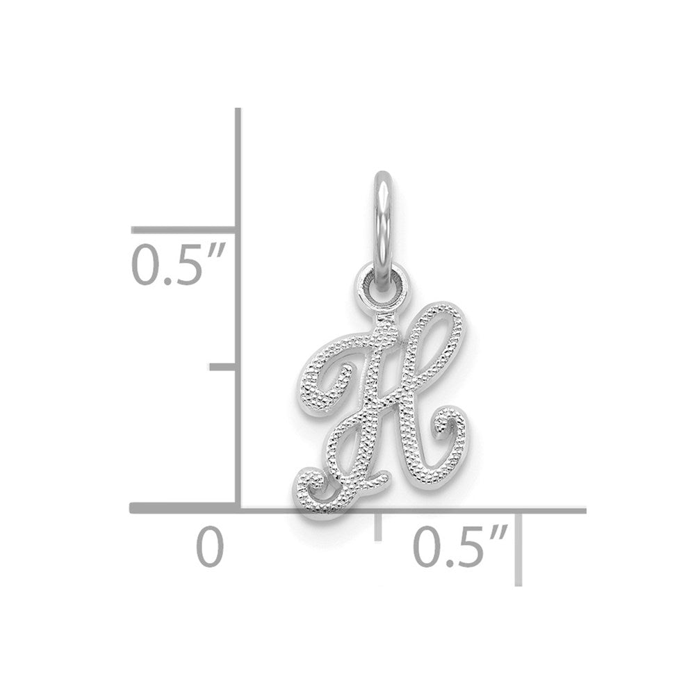10k White Gold Small Script Initial H Charm