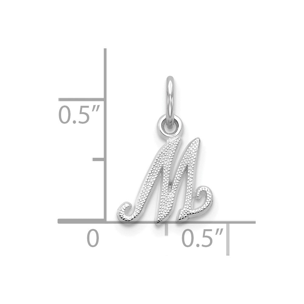 10k White Gold Small Script Initial M Charm
