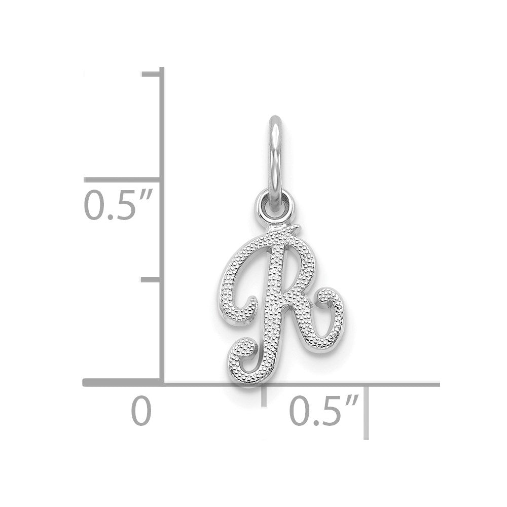 10k White Gold Small Script Initial R Charm