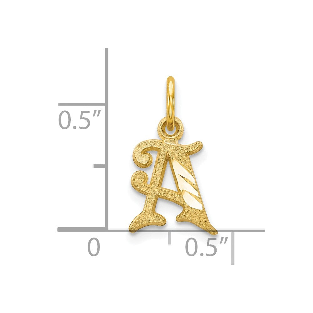 10k Small Diamond-cut Initial A Charm