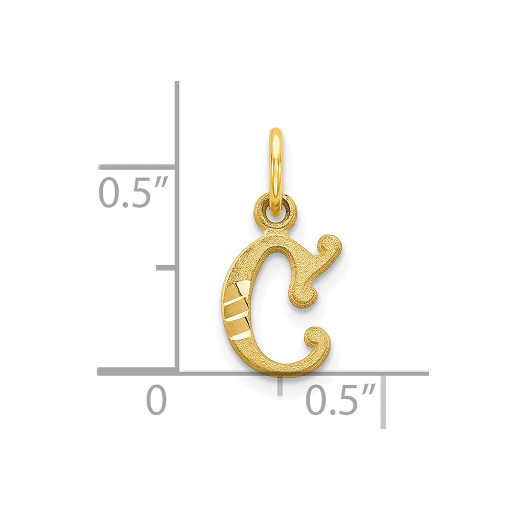 10k Small Diamond-cut Initial C Charm