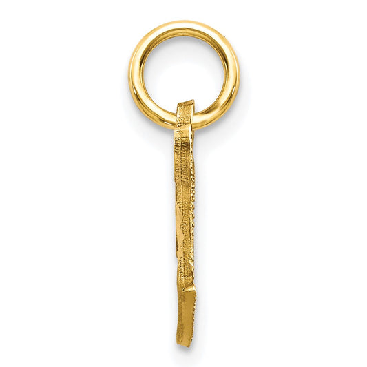 10k Small Diamond-cut Initial T Charm