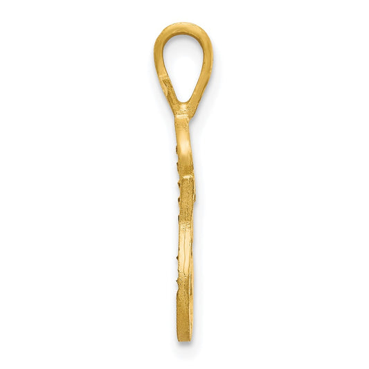 10k Satin Diamond-cut Initial G Pendant