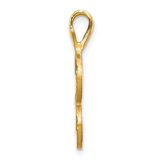 10k Satin Diamond-cut Initial S Pendant