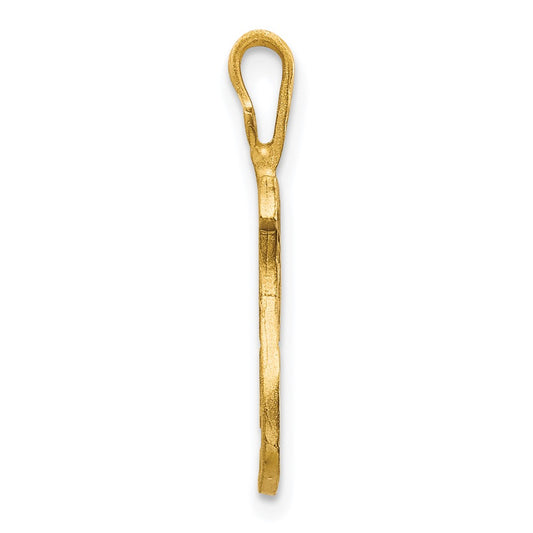 10k Satin Diamond-cut Initial T Pendant