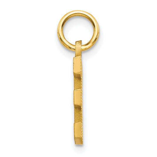 10k Satin Diamond-cut Block Initial E Charm
