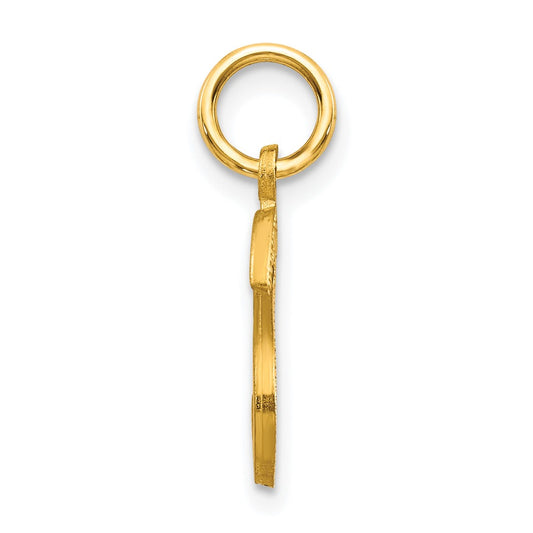 10k Satin Diamond-cut Block Initial S Charm