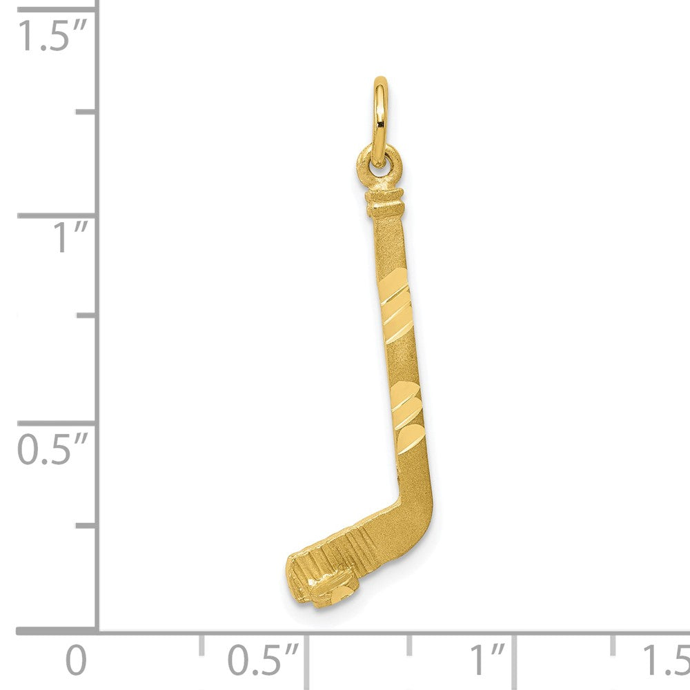 10K Diamond-cut Hockey Stick Charm