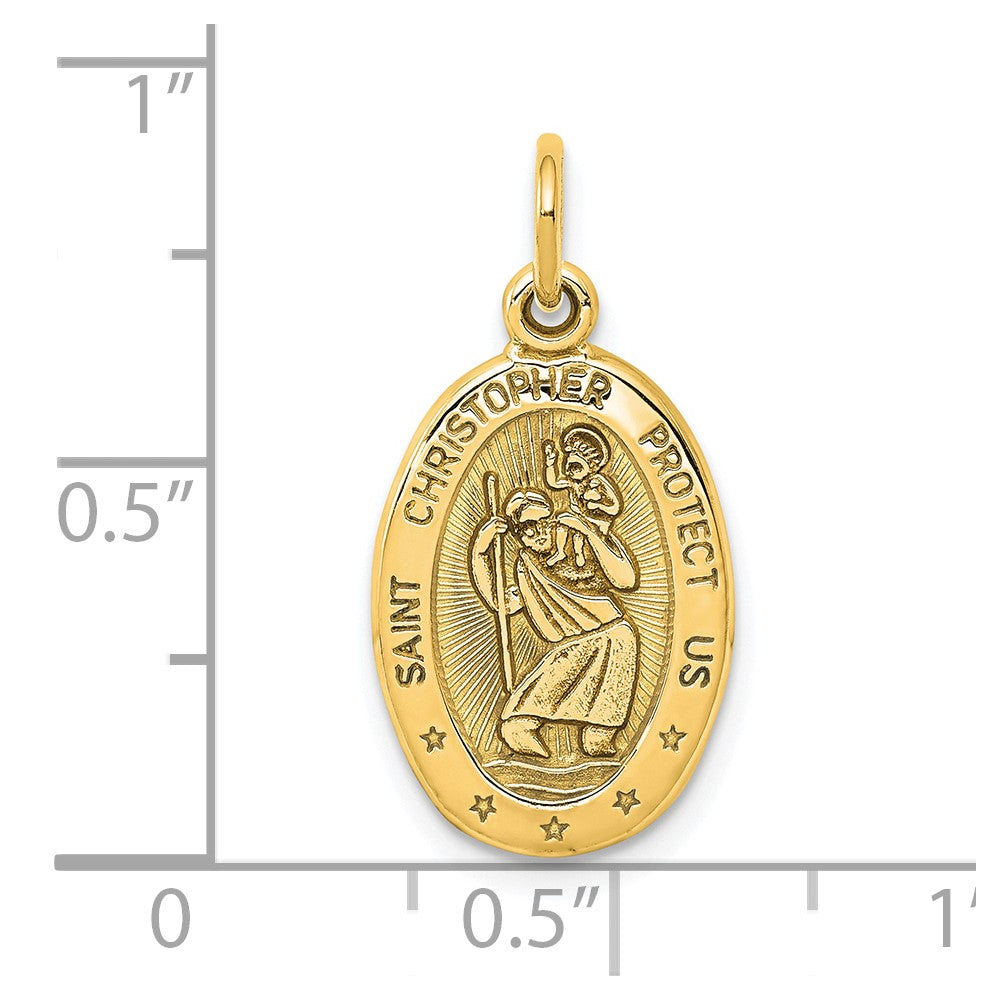 10k Solid Satin Polished St. Christopher Pendant