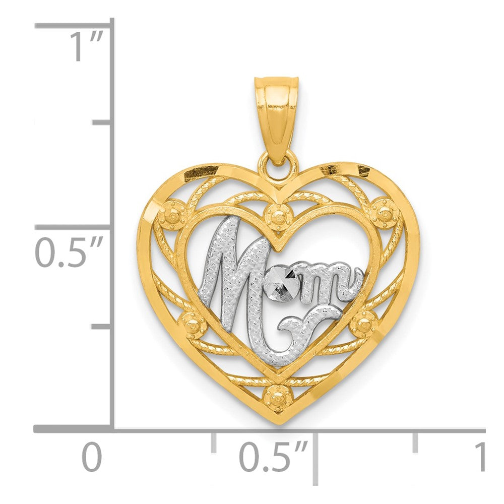10K & Rhodium MOM Heart Charm
