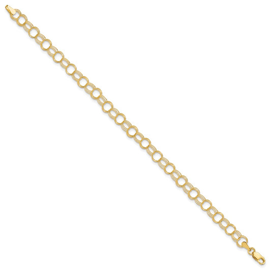 10k 5mm Solid Triple Link 7 inch Charm Bracelet