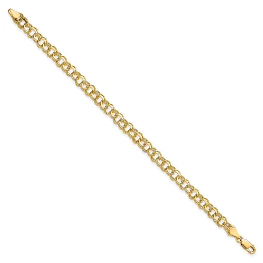 10k 5.5mm Solid Diamond-cut Double Link 7 inch Charm Bracelet