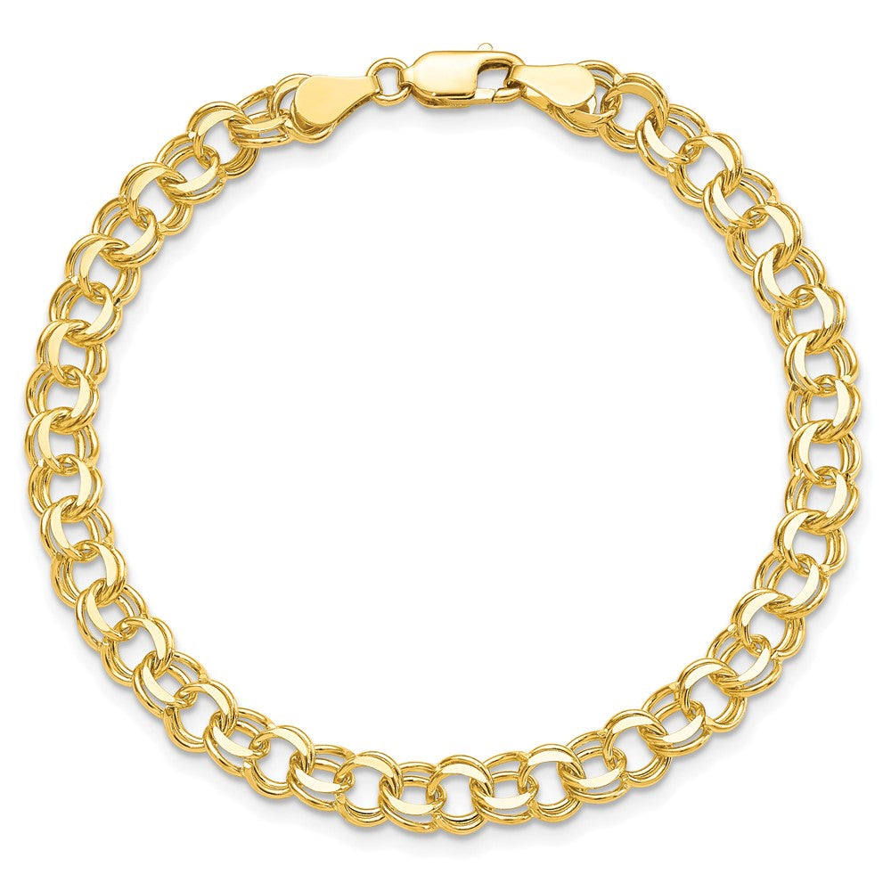 10KY Solid Double Link Charm Bracelet