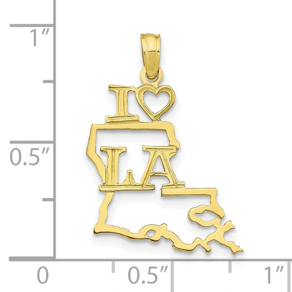 10K Solid Cut-out I Heart LA Louisiana State Pendant