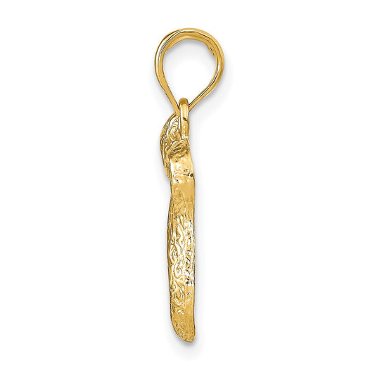 10K Textured Chai Pendant