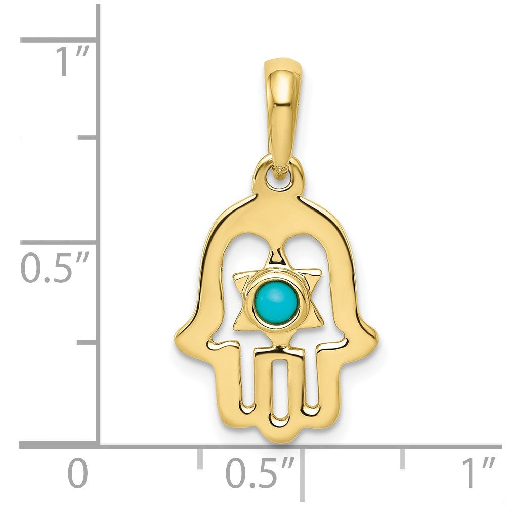 10k Turquoise Star of David Chamseh Pendant