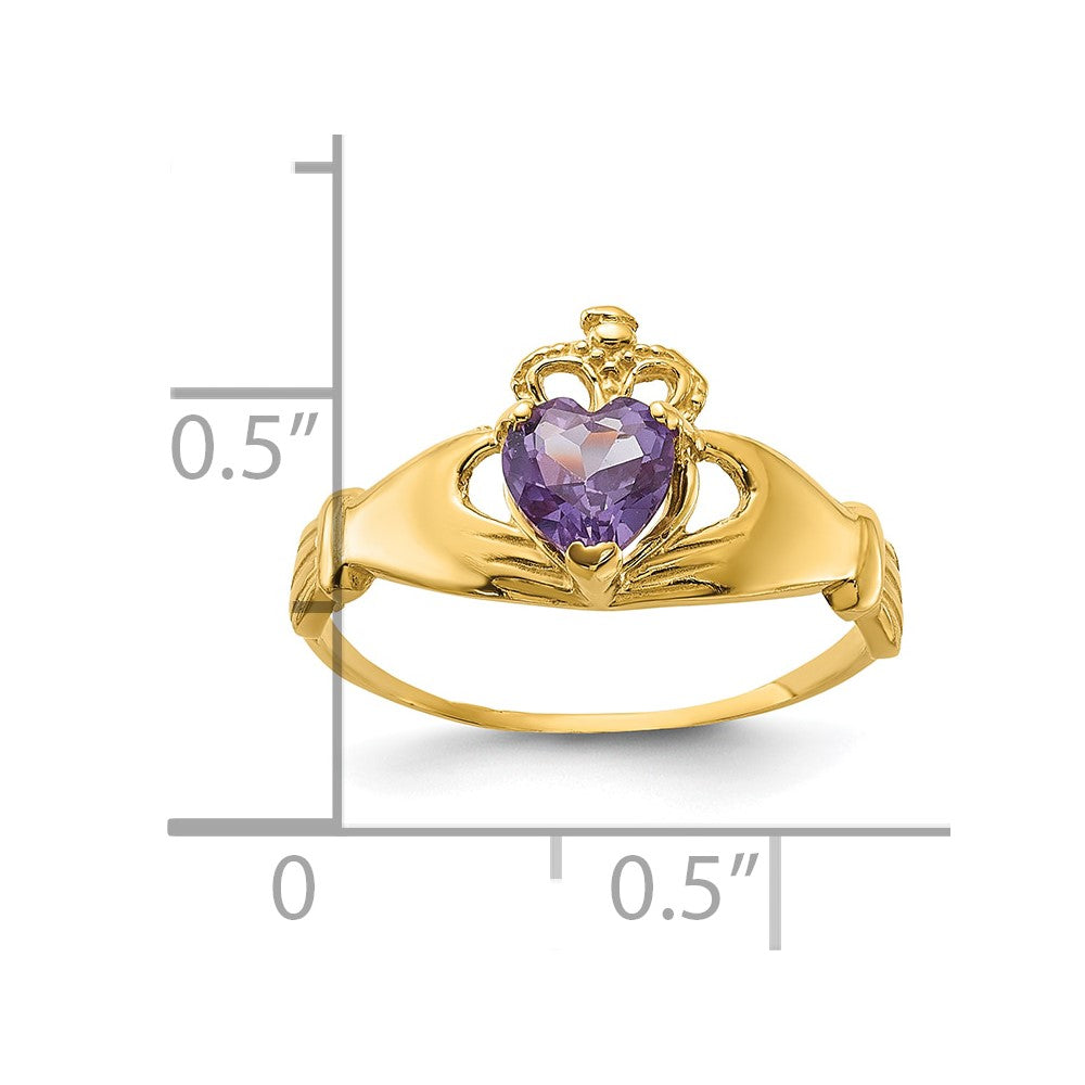 10k CZ June Birthstone Claddagh Heart Ring