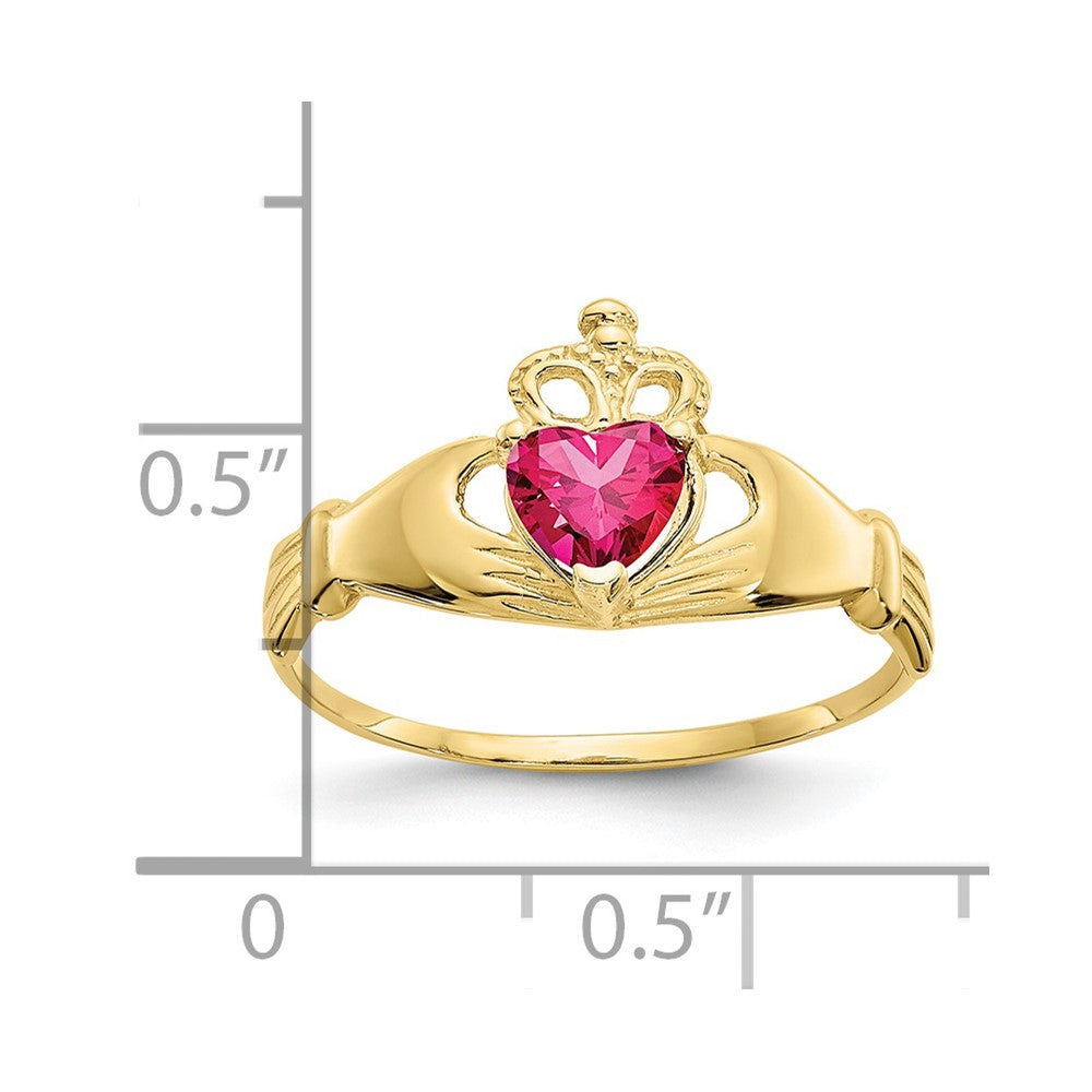 10k CZ July Birthstone Claddagh Heart Ring