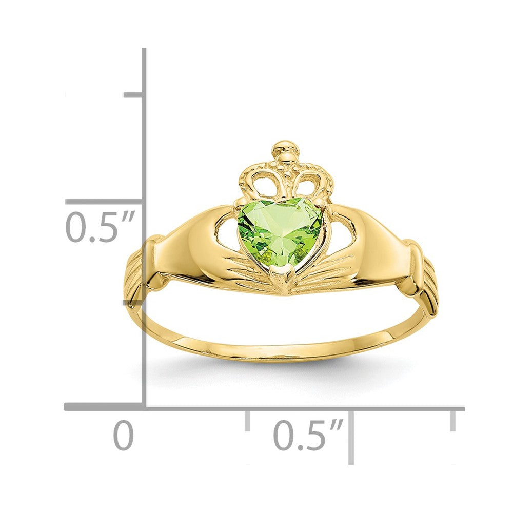10k CZ August Birthstone Claddagh Heart Ring