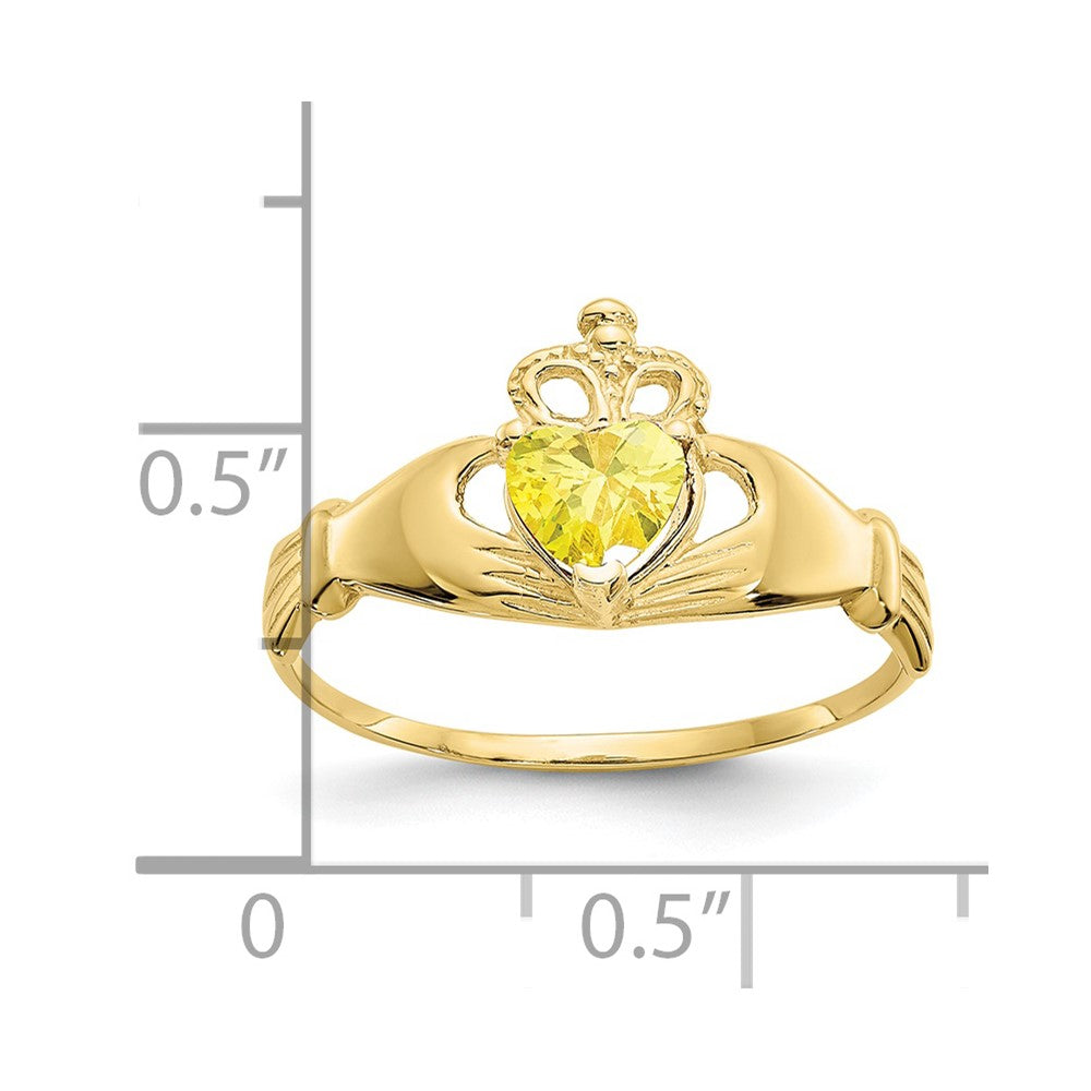 10k CZ November Birthstone Claddagh Heart Ring